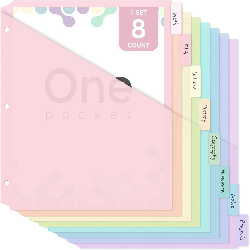 Tab Divider A4 - 8 stuks A4 Pastel Binder Dividers