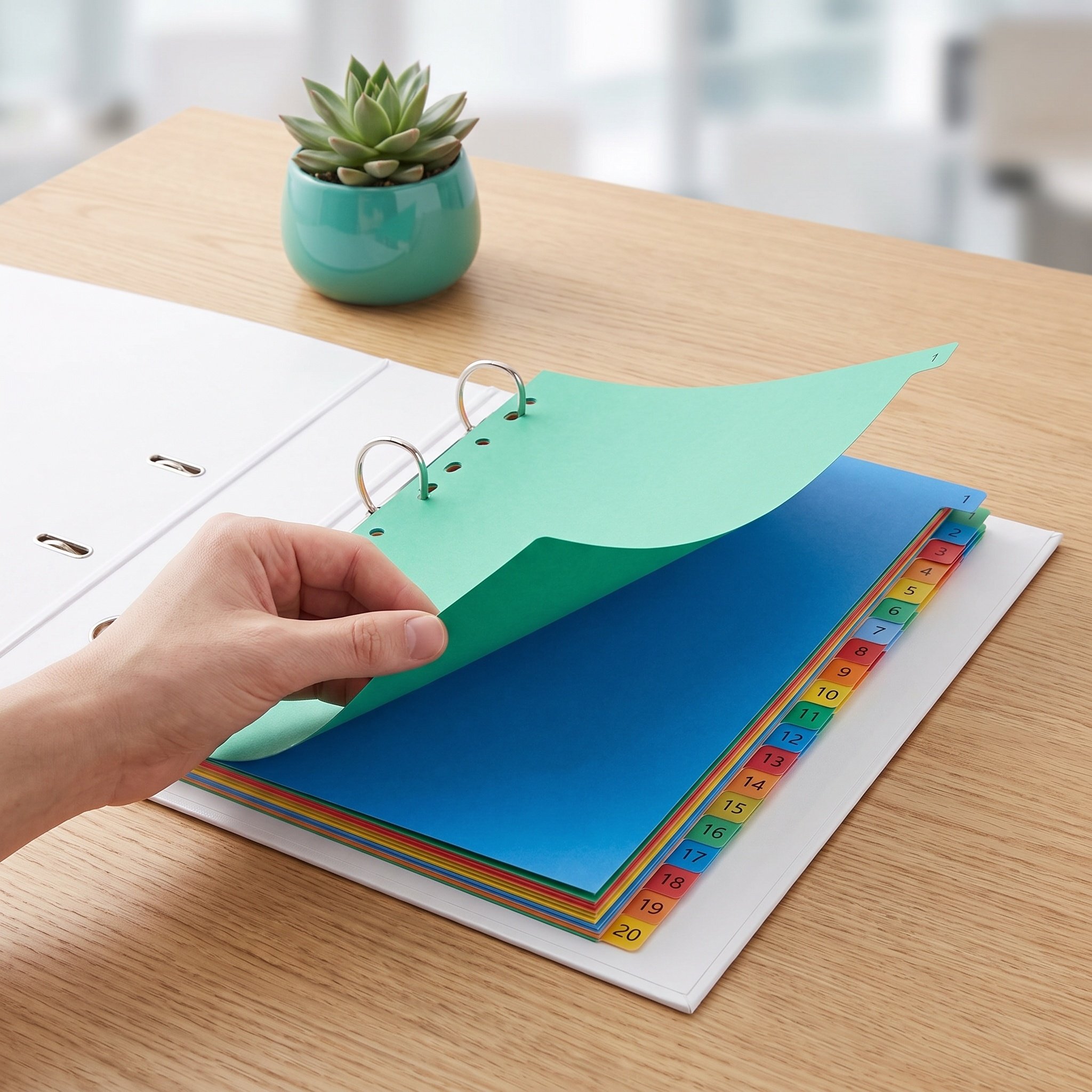 Tab Divider A4 - 20 pagina's A4-formaat, kleurgecodeerde plastic tabbladen,