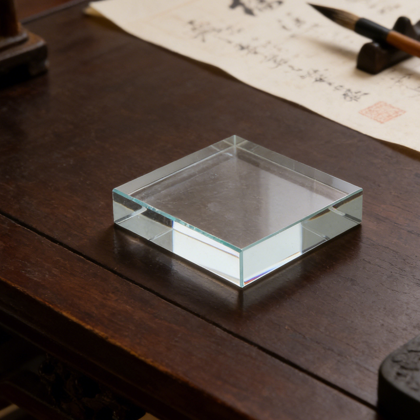 Paper Weight Crystal - Transparant rechthoekig glazen presse-papier, kristalhelder, met
